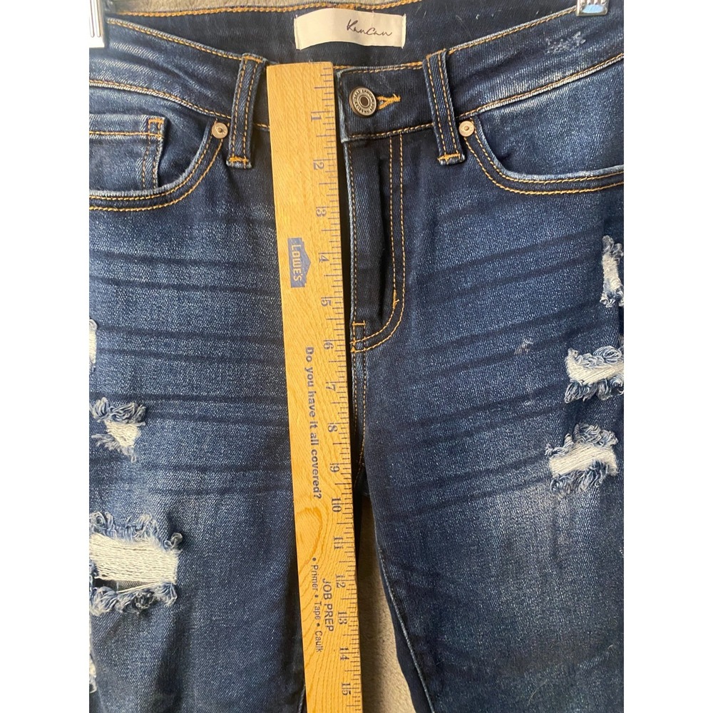 KanCan Distressed Skinny Jeans Women's 7/27 Dark Wash Stretch Denim Mid Rise - Picture 4 of 7
